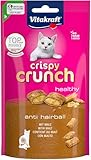 Vitakraft Crispy Crunch Classic, Katzen Leckerli, knuspriger Katzensnack gefüllt mit Malz, im wiederverschließbaren Beutel, ohne Zusatz von Zucker (1x 60g)