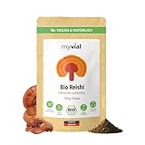 Bio Reishi Pulver 100g - Vitalpilz Ganoderma Lucidum - Perfekt für Smoothie Bowl Tee - Glänzender Lackporling - Vegan & Ohne Zusätze - Plastikfrei verpackt in Deutschland