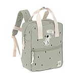 LÄSSIG Kinderrucksack mit Brustgurt Kindergartentasche Kindergartenrucksack 28 cm, 7 Liter, 3 Jahre/Mini Square Backpack Happy Prints Oliv