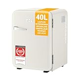 TZS First Austria - Retro Mini Kühlschrank 40L lautlos - Kleiner Minikühlschrank im Vintage-Design mit Innenbeleuchtung & 2 Türfächern - Minibar für Camping, Büro, Schlafzimmer & Hotel - Cremefarben