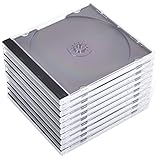 Hama CD-Leerhüllen 10 Stück (Jewel Case für CD/DVD/Blu-ray, Leerbox zur Archivierung, Aufbewahrung, Standard CD-Schutzhülle, Transport-Hülle) transparent-schwarz