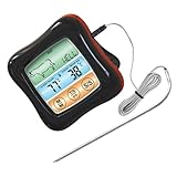 Hohopeti Digitales Touchscreen Lebensmittelthermometer mit Timer Wasserdichtem Temperaturfühler Fleisch und Küchenthermometer für Grill Backofen und Bbq