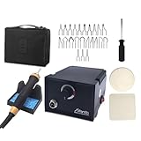 Afantti Professionelle Brandmalerei Lötkolben Set Brandmalkolben Lötstation Holzverbrennung Brennstation Brandmalstation | 23 Spitzen | Temperatura Regolabile | Tragetasche | für Holz Leder Gravieren