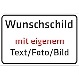 INDIGOS UG - Schilder - WUNSCHTEXT Schild - Alu-Dibond 8 Größen - personalisiert mit Foto und Text - Logo - für Garage, Hotel, Parkplatz, Schule, Carport, Firma