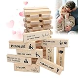 DASIAUTOEM The Lust Tower Blocks, Super Naughty Block Tower Game, Paar Spiele für Paare, 48 Holzblöcke mit Wahrheit Oder Pflicht Fragen und Herausforderungen, Lustiges Paarspiel für Erwachsene