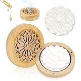 YSOOUA 2 Stück Duftstein für Ätherische Öle Diffuser Ätherische Öle Klein mit 1 Hölzerner Diffuser Ätherische Öle Räucherkiste für Aromatherapie in Schlafzimmer, Badezimmer, Büro und Auto, Reisen (A)