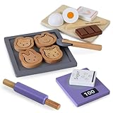 Mamabrum Spielzeug Holz Plätzchen Backset für Kinder, Spielnahrung, Zubehör für die Spielzeugküche, Kleinkoch, Zubehör für Kinderküche, Kekse kinderküche Backset, Kinder plätzchen backen Set