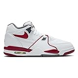 NIKE AIR FLIGHT 89 Herren Sneaker Sneaker Lederschuhe, White Smoke Grey Team Red Team Red, 44.5 EU