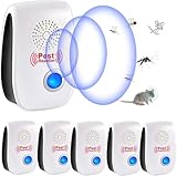 Ultraschall Schädlingsbekämpfer, 6 Stück Mäuseabwehr Mäusevertreiber Ultraschall & Elektronische Insektenschutzmittel, Pest Control Repeller für Mäuse Ratten Mücken Kakerlaken Spinnen Fliegen