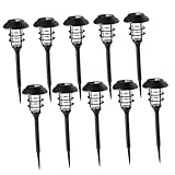 UKCOCO 10St Rasenlampe night light night lamp dekenlampen solar light Outdoor lighting Bodeneinsatz Licht rasen licht Landschaftslicht Erdungsstecker Licht Straßenlicht Plastik Black