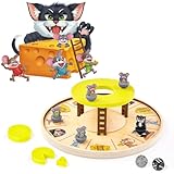 Katze und Maus Kinderspiel, Mäuseschreck Brettspiel Holz Spielzeug ab 3 Jahre, Familienspiele Würfelspiel für 2-5 Spieler, Kinder Spiel ab 4 5 6 Jahre