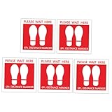 KOMBIUDA 5 Blätter Runde Selbstklebende Abstandssticker aus PVC Sicherheitsaufkleber für Schulen Einkaufszentren und Öffentliche Bereiche Dekorations Präventionsaufkleber zur
