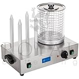 Royal Catering Hot Dog Maschine Gastro Hot-Dog Maker Professionell RCHW 2300 (Leistung 1100 Watt, Temperatur 0-95 °C, Zylinderhöhe 24 cm, Zylinderdurchmesser 20 cm, 4 Toaststangen)