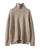 Valin Damen 95% Kaschmir Pullover Braun Stehkragen Langarm Strickpullover Kaschmir Wolle Einfarbige Relaxed Dicker Pullover,Einheitsgröße,ZSBR8306