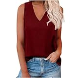 Summer Damen V-Ausschnitt Tank Tops Oversize Einfarbig Weste Ärmellose Blusentop Lässige Tops Lose Passform Oberteile Shirts Tanktops Frauen Schlanke Passform Casual Workwear Unterhemden