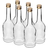 6 x Leere Glasflaschen Zum Befüllen 500 ml| Likörflaschen |Essig-Öl Flaschen | Schnapsflaschen |Karaffe