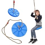 Schaukel Kinder Outdoor, Tellerschaukel Outdoor, Kletterseil Schaukel für Mädchen und Jungen, Hängeschaukel für Kinder, Baum Scheibe Schaukel, Kinderschaukel, Baumschaukel für Indoor, Draußen (Blau)