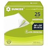 SUNKISS TrustPlus Krankenunterlagen 90x60 cm, Saugfähige Inkontinenzunterlagen, Baby Wickelunterlagen, Einweg Bettunterlagen für Inkontinenz, Welpenunterlagen für Hunde, 25 Stück 1er Pack