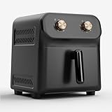 Klarstein AeroCrisp 6 Heißluftfritteuse XXL – 6L, 1.700 W, Heißluftfritteuse, 80–200 °C, Zirkulierende Heißluft, CoolTouch-Gehäuse, Drehknöpfe, Antihaftbeschichtung, Spülmaschinenfest, Schwarz