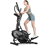 THERUN Crosstrainer für zuhause, 3-in-1 Cardio Stepper Ellipsentrainer, Ultraleise Magnetisch Crosstrainer mit 16 Widerstandsstufen, 8 kg Schwungrad, Pulssensor, 45°-Kletterschrittbewegung (Grau)