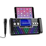 AUNA DiscoFever LED Edition - Karaoke Anlage, Karaoke Maschine mit Bluetooth, Karaoke Box mit 7' TFT-Screen, Aufnahmefunktion, CD-Player, USB-Port, MP3-Unterstützung, Mikrofon und Karaoke-CD, schwarz