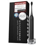 WonderSmile Schallzahnbürste Pro - Testsieger 2025* - Elektrische Zahnbürste IPX8, 4 Programme - TÜV SÜD-geprüft - mit Ladestation & 60 Tage Power Batterie mit Smart-Bürstenkopf (Ultimate Black)