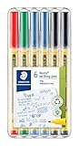 STAEDTLER Noris writing pen 307 Fineliner, Gehäuse aus 97% recyceltem Plastik, Box mit 6 Fineliner in sortierten Farben, 307 SB6DE