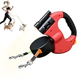 SGZIOO Doppelleine für 2 Hunde, 3 M Hundeleine für 2 Hunde, Hundeleine Ausziehbar mit Licht, 360° Drehung Doppelleine, Doppelte Einziehbare hundeleine, Rollleine für bis zu 10 KG