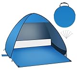 Laneetal Strandmuschel Pop Up mit UV Schutz, UPF 50+ Strandzelt, Automatisches Tragbarer Strandzelt Wurfzelt für für 2-3 Personen Camping Garten Strand，mit Tragetasche (Blau, 150 * 120 * 110)