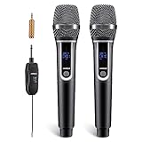 JAMELO Drahtlose Mikrofone Dual UHF Handmikrofon Kabelloses Dynamisches Mikrofonsystem mit Bluetooth-Empfänger Mikrofon Set für Karaoke Rede Kirche Hochzeit Party DJ-Gesang-10 Kanäle & 30 M