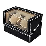 Uhrenbeweger für Automatikuhren 2, Doppel-Uhrenbeweger für 2 Uhren, Uhrenbeweger aus Holz, Vitrine, Aufbewahrungsbox, Schwarz