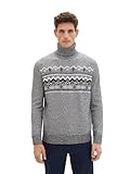 TOM TAILOR Herren Norweger Pullover mit Rollkragen, navy white twotone, XL