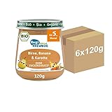 BABY FRECHE FREUNDE Bio Babybrei Gläschen Birne, Banane & Karotte, für Babys ab 5 Monaten, ohne Zucker- und Salzzusatz, vegan, 6er Pack (6 x 120g)
