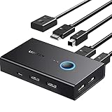 UGREEN HDMI 2.0 KVM Switch USB HDMI KVM Switch 4K@60Hz HDMI Switch mit Desktop Steuerung für 2 PC Share 1 HDMI Monitor Display und 4 USB Anschlüsse für Tastatur, Maus, Drucker, Webcam, USB Mic etc.