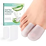 Welnove Gel-Zehenkappe und Zehenschutz - 12er-Pack Aloe Vera Extrakt infundiert Silikon Zehenabdeckungen - für Schmerzlinderung, fehlende oder eingewachsene Zehennägel, Hühneraugen, Schwielen, Blasen