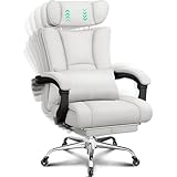 BASETBL Chefsessel mit höhenverstellbarer Kopfstütze, 200 kg, robuster Stuhl, 90 ° bis 120 °, frei verschließbar, ergonomischer Schreibtischstuhl mit Fußstütze, TÜV- und EN12520-Standard (Stoffgrau)