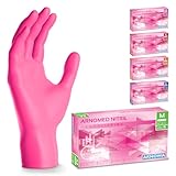 ARNOMED Einweghandschuhe Pink mit 100 Stück/Box, Nitrilhandschuhe M, Einmalhandschuhe, Handschuhe Einweg puderfrei, latexfreie Gummihandschuhe, Einweghandschuhe in XS, S, M, L & XL verfügbar