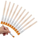 XLIUAX 10 Stück Breite Flache Pinsel, Borstenpinsel Set, Flache Ausbesserungspinsel kleines Künstlerpinsel Set für Details, Acryl, Anfänger, Künstler und Gemälde Liebhaber