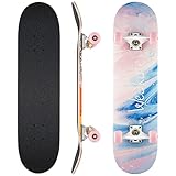 WeSkate Skateboard Komplettboard 79x20cm Holzboard mit ABEC-11 Kugellager 31 Zoll 7-lagigem kanadischem Ahornholz und 85A Rollen für Erwachsene, Jugendliche und Kinder