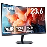 KOORUI Curved Monitor - 23.6 Zoll FHD Curved Computer Monitor, VA-Panel, 75Hz, Krümmung 1500R, Neigungsverstellung, Augenpflege, HDMI, VGA, Schwarz 24N5CA