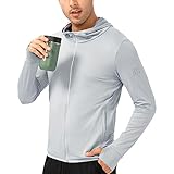 Herren Full Zip UPF 50+ UV Sonnenschutz Jacke Langarm Sonnenschutz Shirt mit Kapuze Schnelltrocknendes leichte Hoodies für Männer zum Angeln Laufen