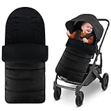 Fußsack Buggy,Winter Fußsack Kinderwagen mit verstellbaren seitlichen Reißverschlüssen,Wasserdichter Warmes Fusssack Kinderwagen Baby,Weicher Baby Wintersack für die meisten Kinderwagen (black)