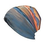 Herren-Strickmütze mit Kokosnussstrand, Sonnenuntergang und Hängematte, doppellagig, Komfort für den täglichen Gebrauch, Reisen und Outdoor-Aktivitäten, Unisex-Design, Schwarz