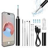 Glracd Ohrenschmalz Entferner Otoskop, 1296P WiFi Otoskop Kamera mit 6 LEDs, Ohrenreiniger Kamera IP67 Wasserdicht, 3.5mm Linse Ohr Kamera mit 6 Silikon-Ohrlöffeln für iOS und Android