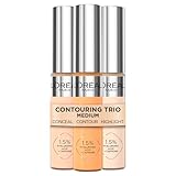 L'Oréal Paris Contouring Trio Medium: Für ein natürliches Strahlen, Feuchtigkeitsspendend und aufpolsternd, Mit Hyaluronsäure und Koffein, True Match Radiant Serum Concealer 2R, 6N & 1N, 3 x 11ml