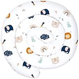 Totsy Baby XXL Bettschlange Bettkissen Stillkissen Bettrolle Bettkantenschutz Zierkissen Bettumrandung Schlange XL Handmade Marineblau mit Regenbogen 150 cm Oeko-Tex-Zertifikat