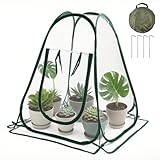 Überwinterungszelt für Pflanzen, Afenau 70x70x80cm Pop-Up Gewächshaus mit Aufrollbaren, Gewächshaus Klein, Pflanzenschutz Winter Zelt für Pflanzen, Blumen, Frostschutz