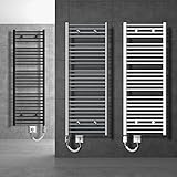 LuxeBath Badheizkörper Sahara Elektrisch mit Heizstab 900W Große Leistung - 600 x 1800 mm - Chrome gerade - Heizkörper Handtuchwärmer Handtuchtrockner