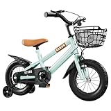 Ailgely 14 Zoll Kinderfahrrad für Mädchen im Alter von 3–7 Jahren Kleinkinderfahrrad mit Stützrädern Prinzessin Kinderfahrrad mit Korb Kleinkindfahrrad Fahrräder