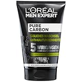 L'Oréal Men Expert tägliches Waschgel gegen unreine Haut für Männer, Gesichtsreinigung gegen Mitesser und Pickel Unreinheiten, Herren Cleanser für das Gesicht mit Kohle, Pure Carbon, 1 x 100 ml